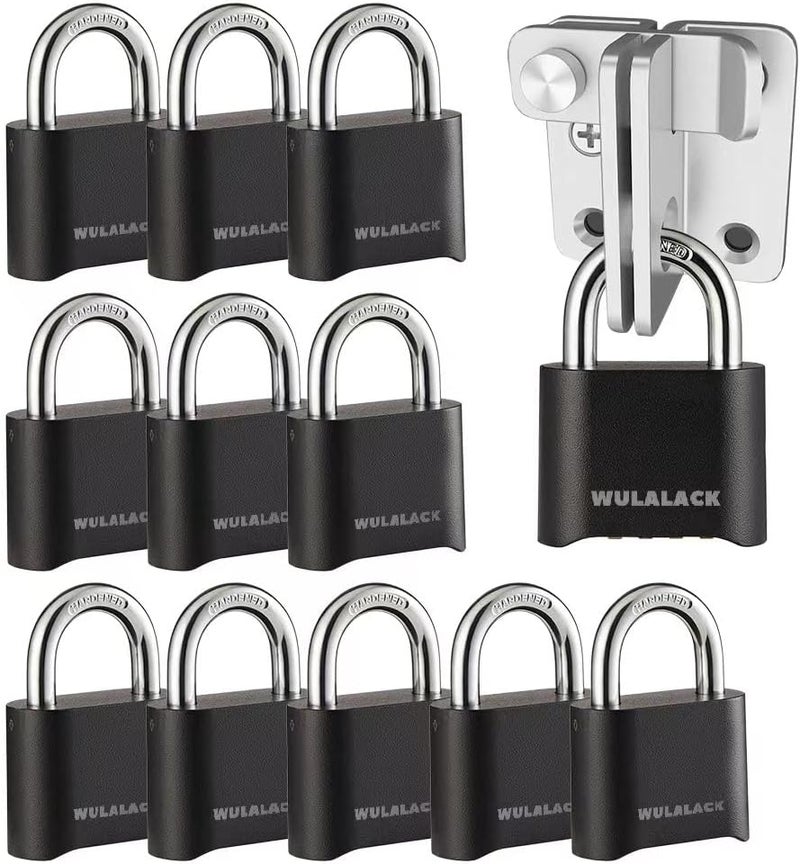 WULALACK Combination Lock Outdoor, 4 Digit Weatherproof Padlock Combination for Outdoor Sheds Fence, Gate Hasps, Storage Unit, 12 Pack… - Image 1